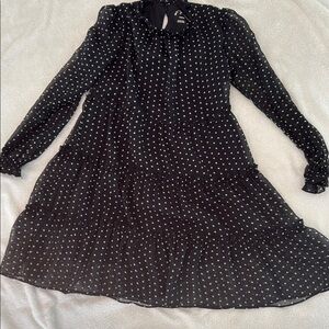 Black Polka Dot Long Sleeve Dress